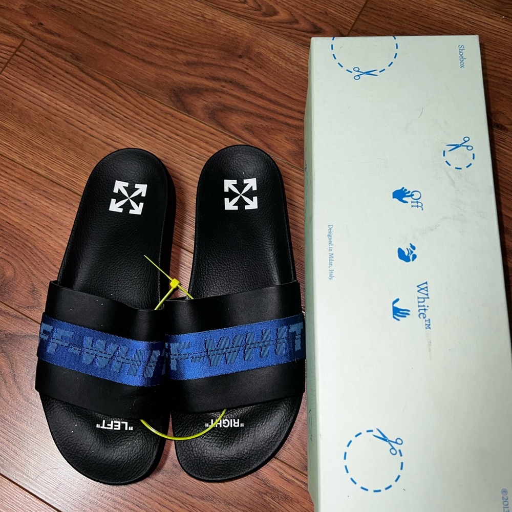 Off-White Black and Blue Slides